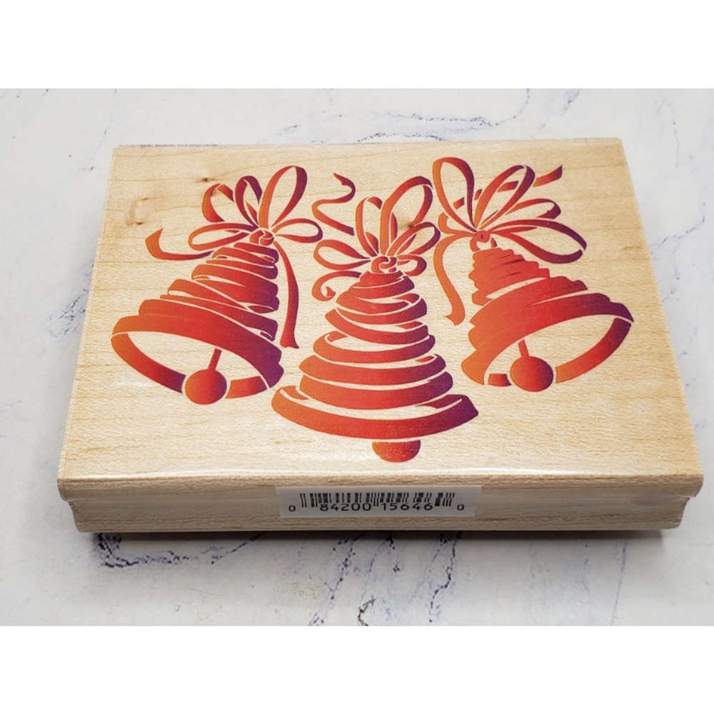 All Night Media Posh Impressions Ribbon Bells Christmas Rubber Stamp 550-J24